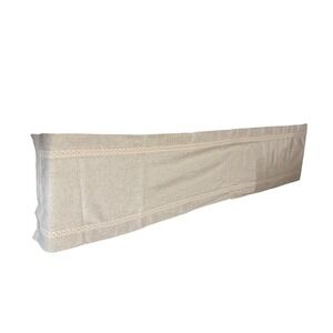 Natural Linen Table Runner with Crocheted Lace Trim Neutral Farmhouse 78x15.5